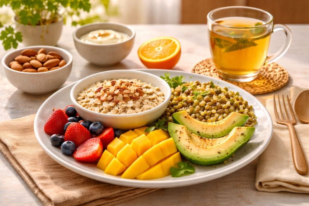 Healthy breakfast in ayurvedic morning routine for better digestion