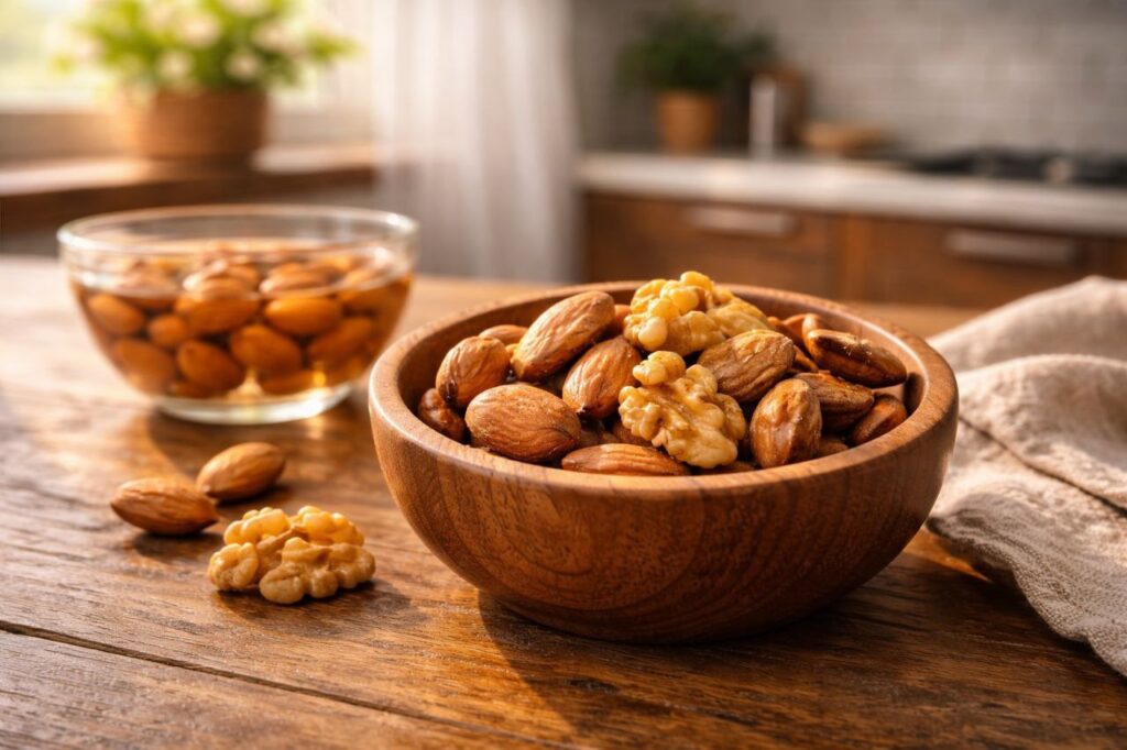 soaked almonds walnuts morning empty stomach benefits