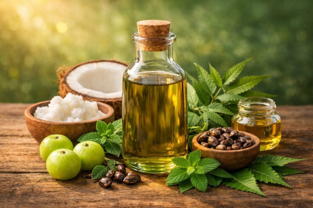 natural remedy for dandruff and hair fall ayurveda oil massage