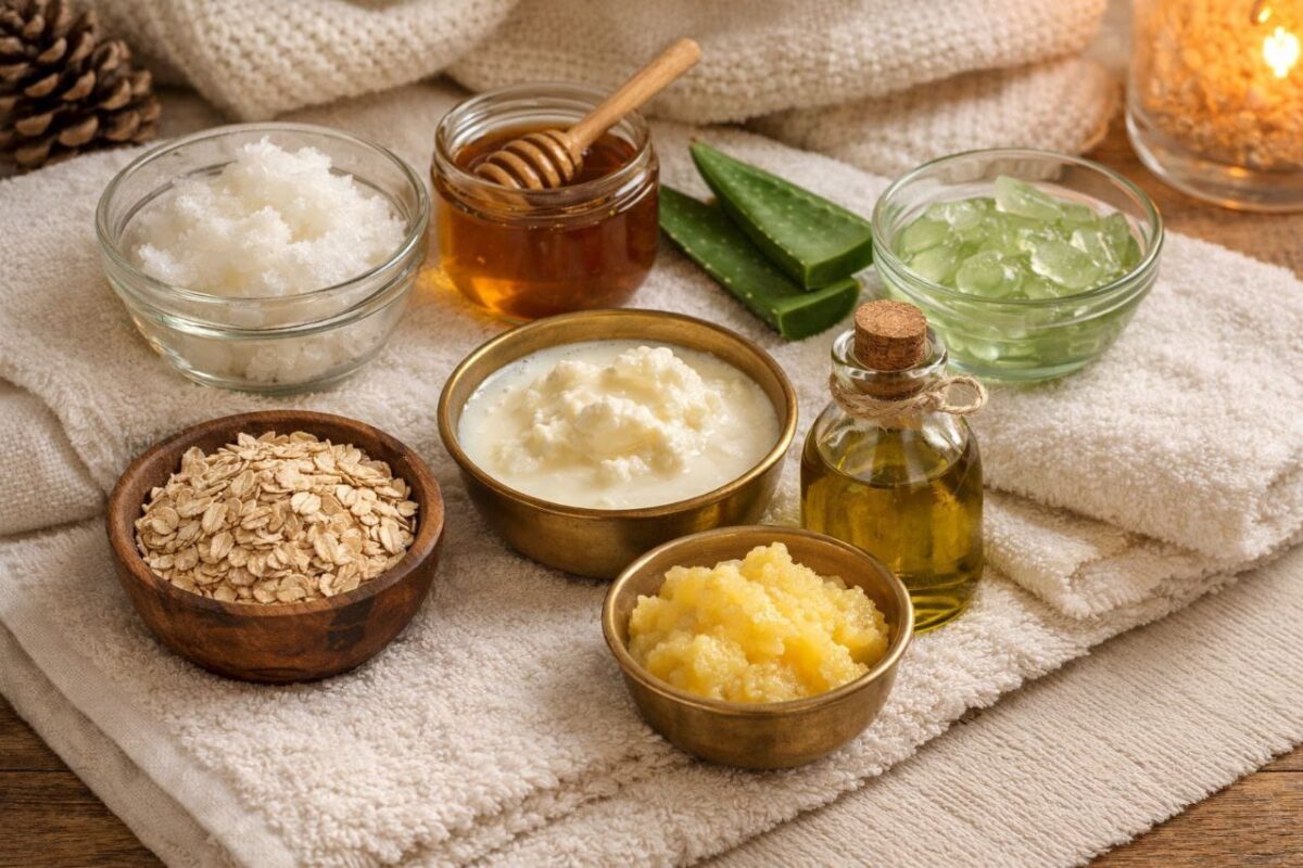 Best Home Remedies for Dry Skin in Winter using natural ingredients like coconut oil, honey, aloe vera, milk, oatmeal and ghee Best Home Remedies for Dry Skin in Winter using natural ingredients like coconut oil, honey, aloe vera, milk, oatmeal and ghee