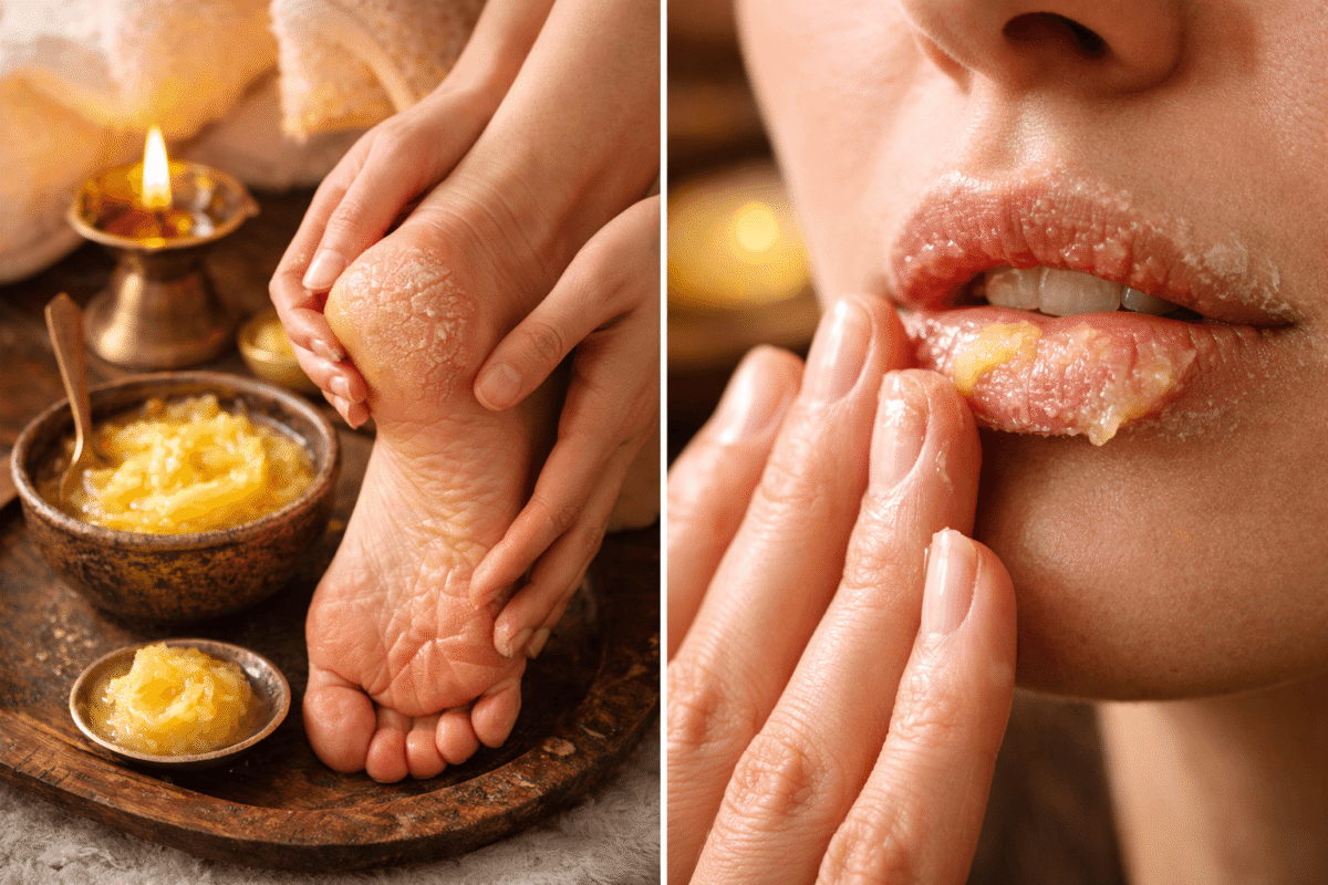 Desi Ghee – Best Home Remedies for Dry Skin in Winter Best Home Remedies for Dry Skin in Winter using desi ghee for cracked skin