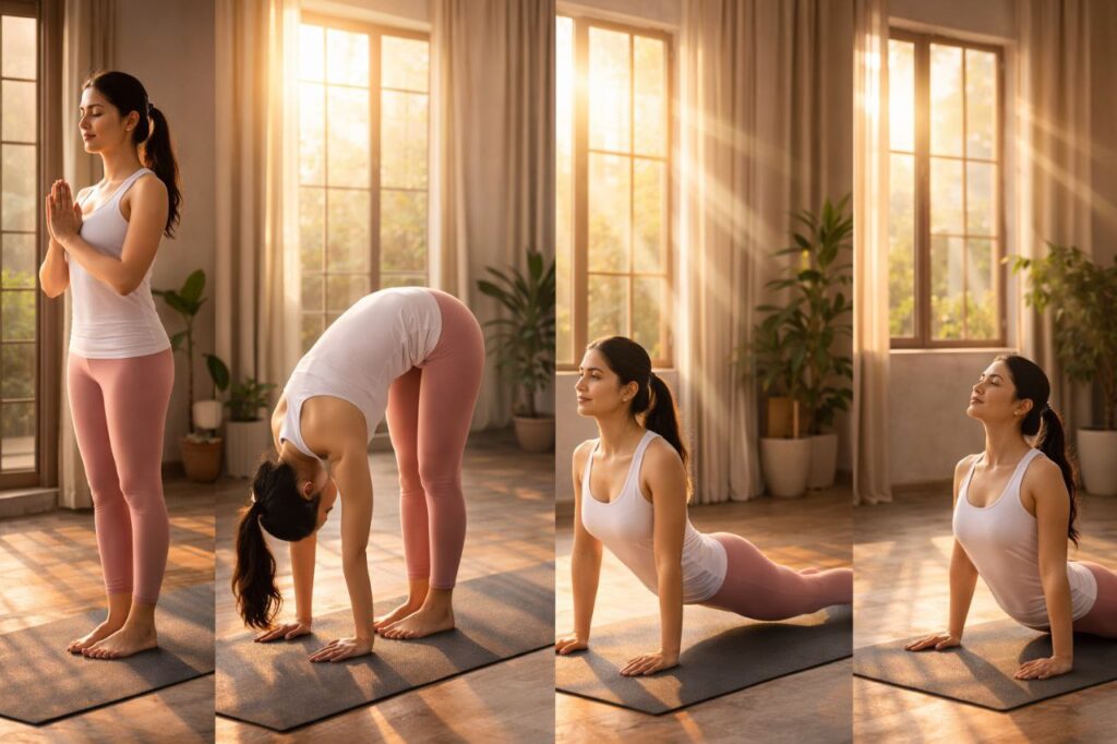 सुबह योग करते हुए व्यक्ति – स्वस्थ जीवन के लिए सुबह योग करने के फायदे