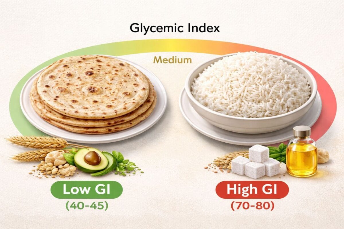 Roti vs rice glycemic index comparison for weight loss