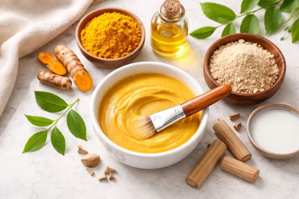 turmeric sandalwood face pack for acne scars ayurveda
