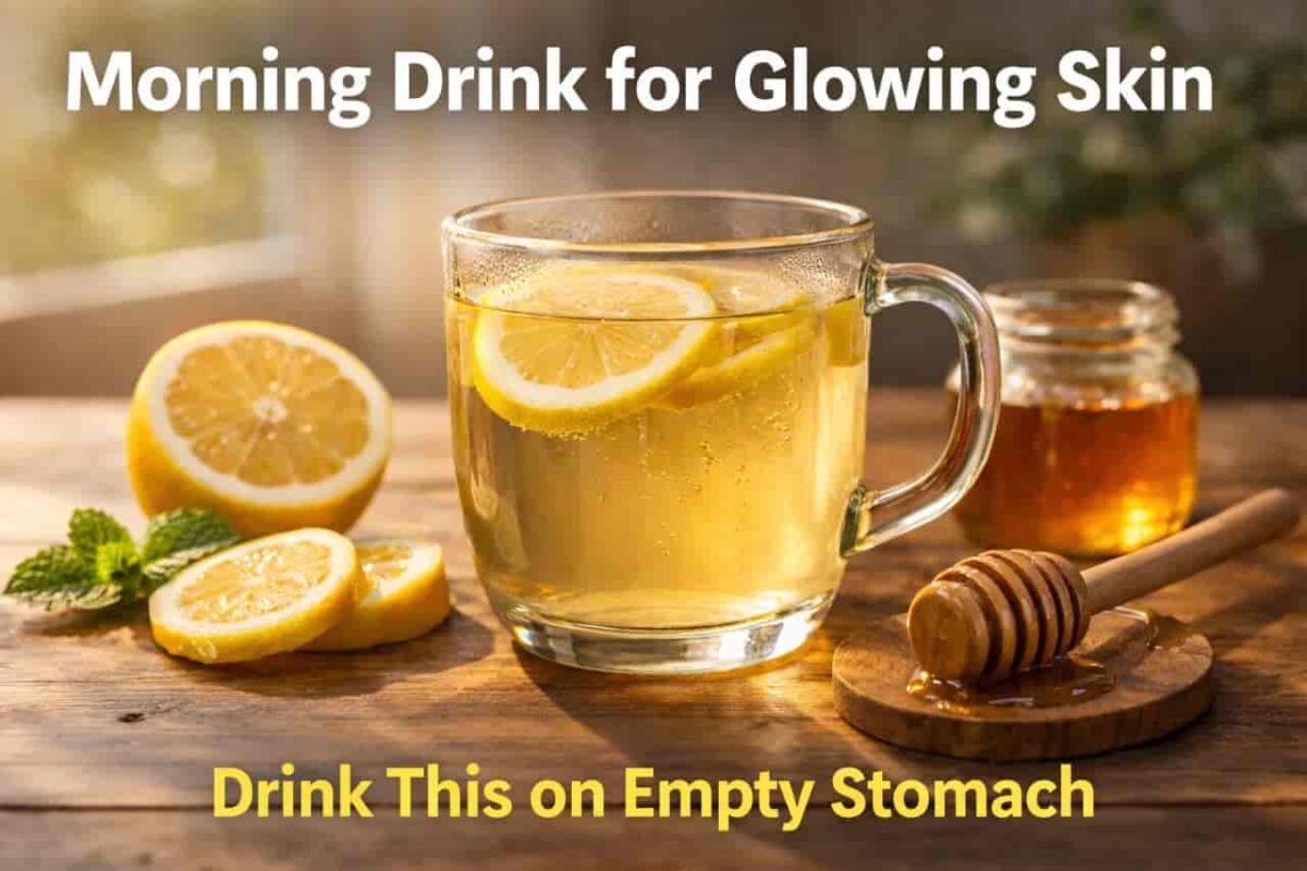 empty stomach morning drink for glowing skin with lemon honey warm water
