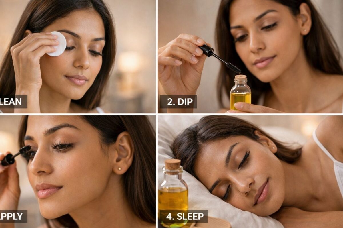 How to Apply Castor Oil on Eyelashes at Home castor oil eyelashes apply step by step at home