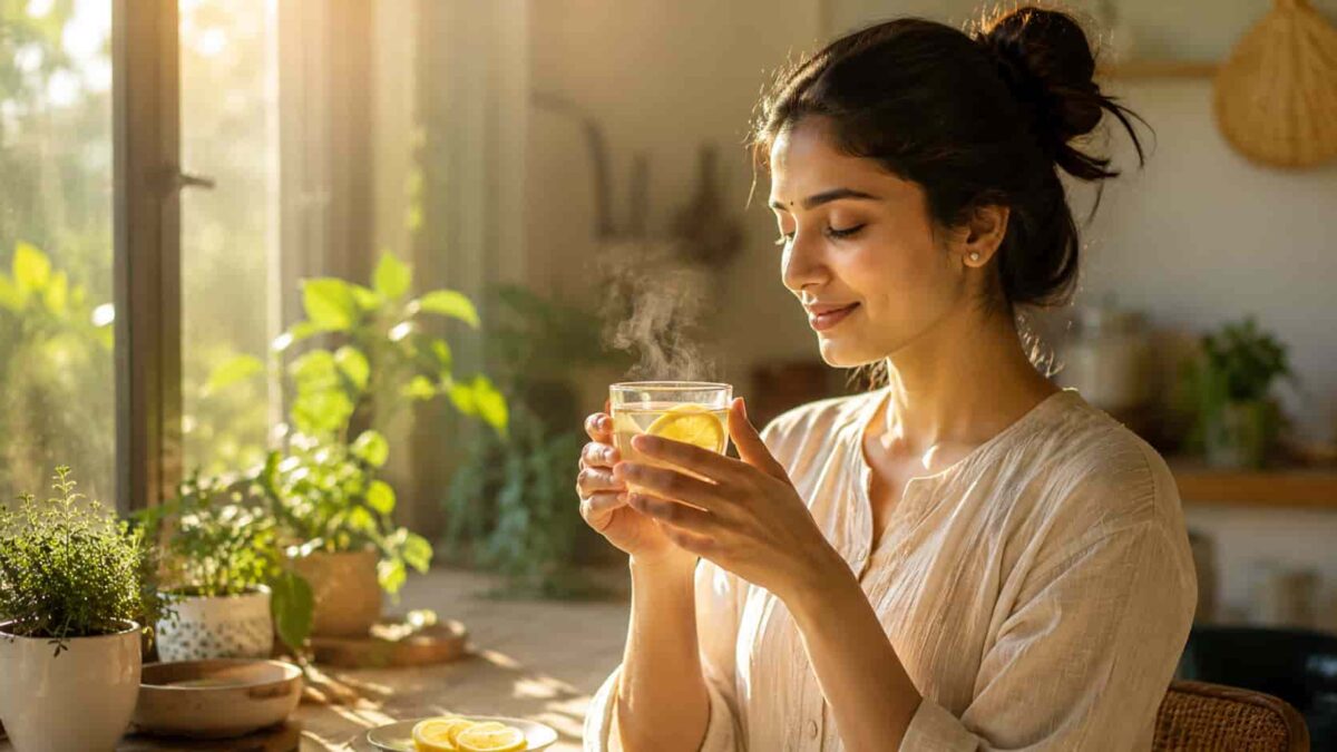 सुबह healthy routine follow करती महिला