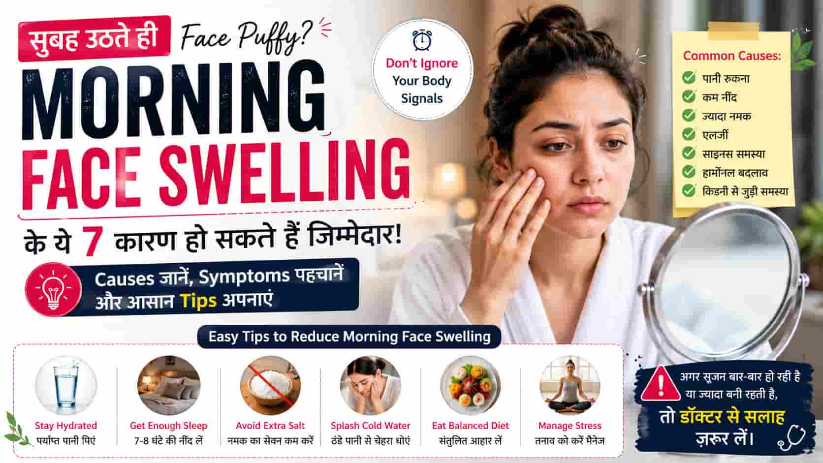 सुबह उठते ही चेहरे पर सूजन दिखती है? शरीर की इन 7 समस्याओं का हो सकता है संकेत