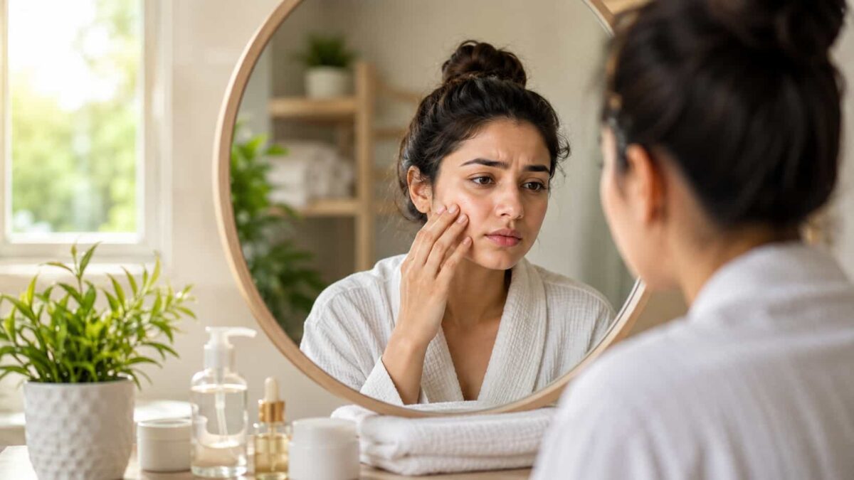 Morning Face Swelling से परेशान महिला