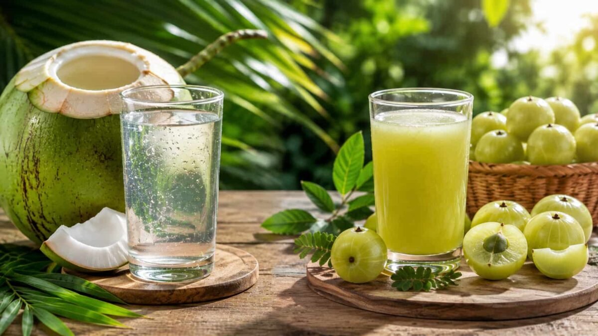 Coconut Water vs Amla Juice की तुलना Coconut Water vs Amla Juice की तुलना