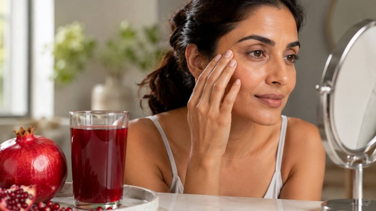 Pomegranate Juice और Fine Lines Fine Lines और Skin Aging के साथ अनार का जूस