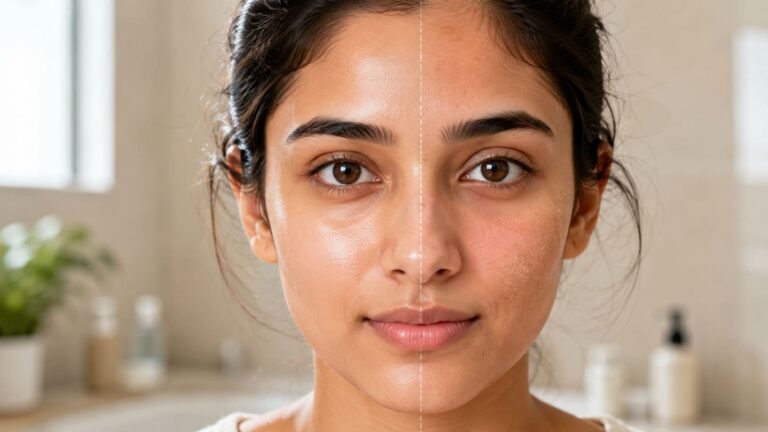 Skin Barrier vs Dehydrated Skin के 7 संकेत दिखाती महिला की त्वचा