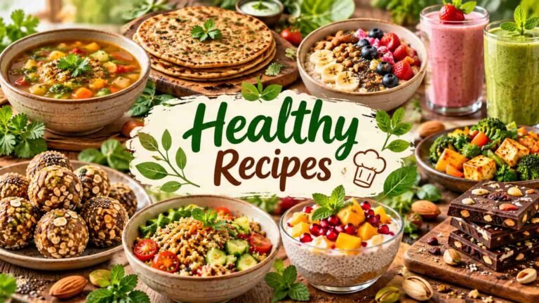 Healthy Recipes with soup, paratha, snacks, desserts and healthy drinks
