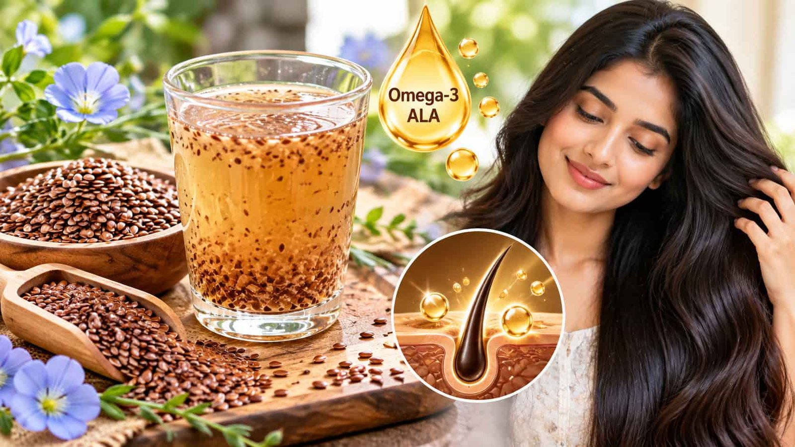 Flaxseed Drink क्या है? Omega-3 और Hair Nutrition के संदर्भ में समझें
